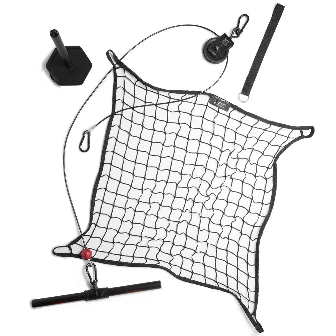 Weight Training Pulley Station With Pull Bar, Weights Holder and Net