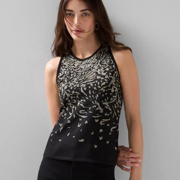 WHBM Sleeveless Metallic Jacquard Sweater Size XL