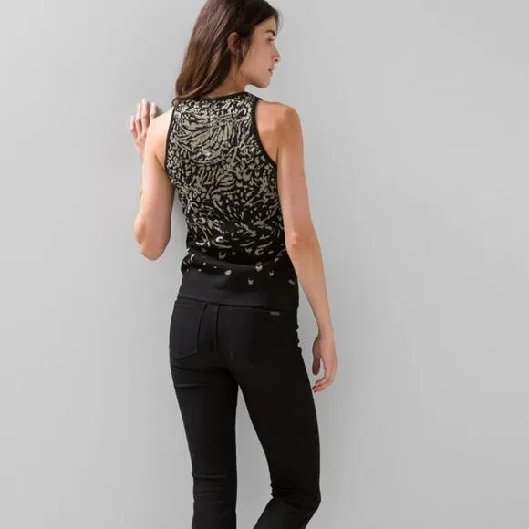 WHBM Sleeveless Metallic Jacquard Sweater Size XL