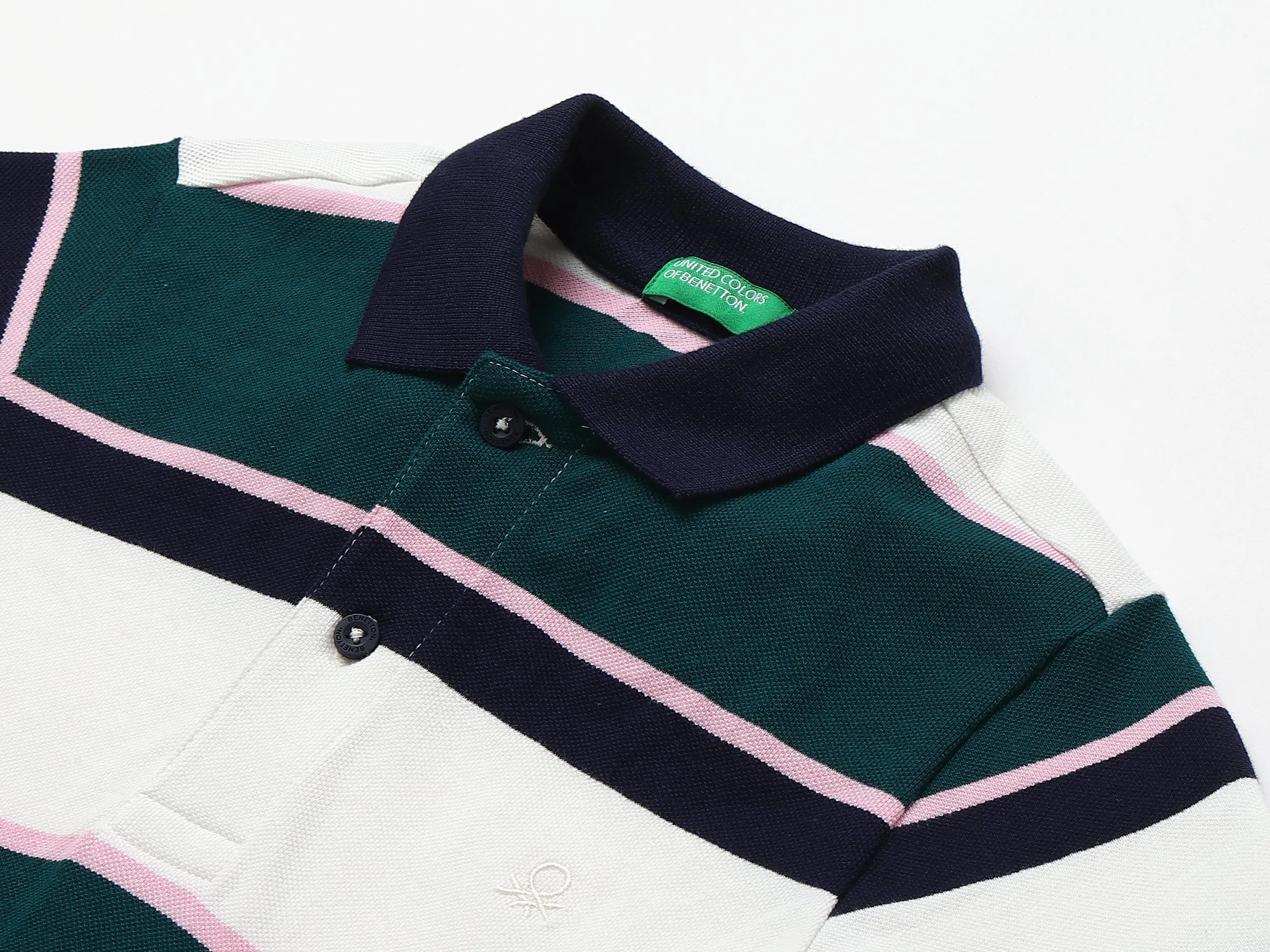 White And Black Striped Polo T-Shirt