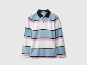 White And Blue Striped Polo T-Shirt