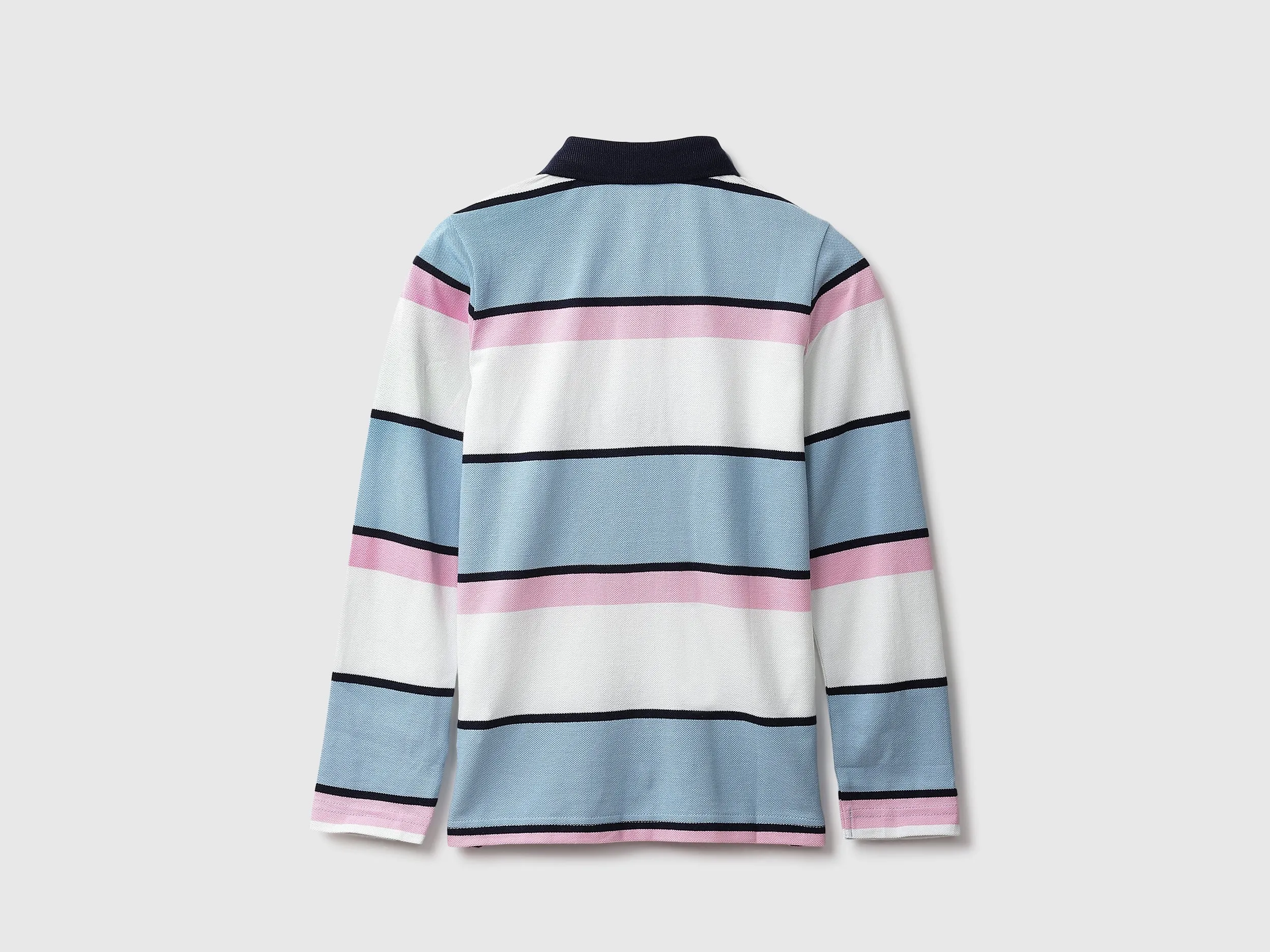 White And Blue Striped Polo T-Shirt