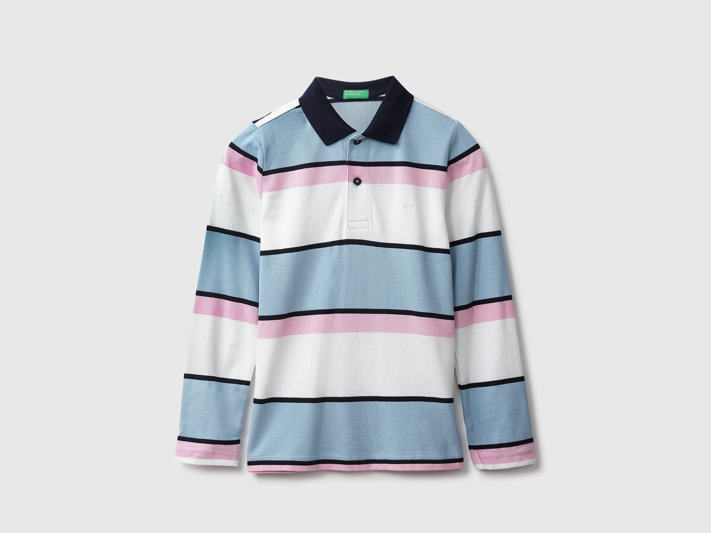 White And Blue Striped Polo T-Shirt