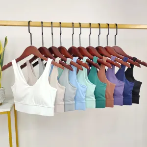 White Backless Sport Bra - V-Shape Push Up Yoga Bra with Wide Shoulder Straps, Comfortable Nude Fitness Vest, Workout Tops