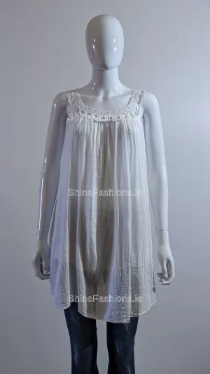 White Cotton Vest Top