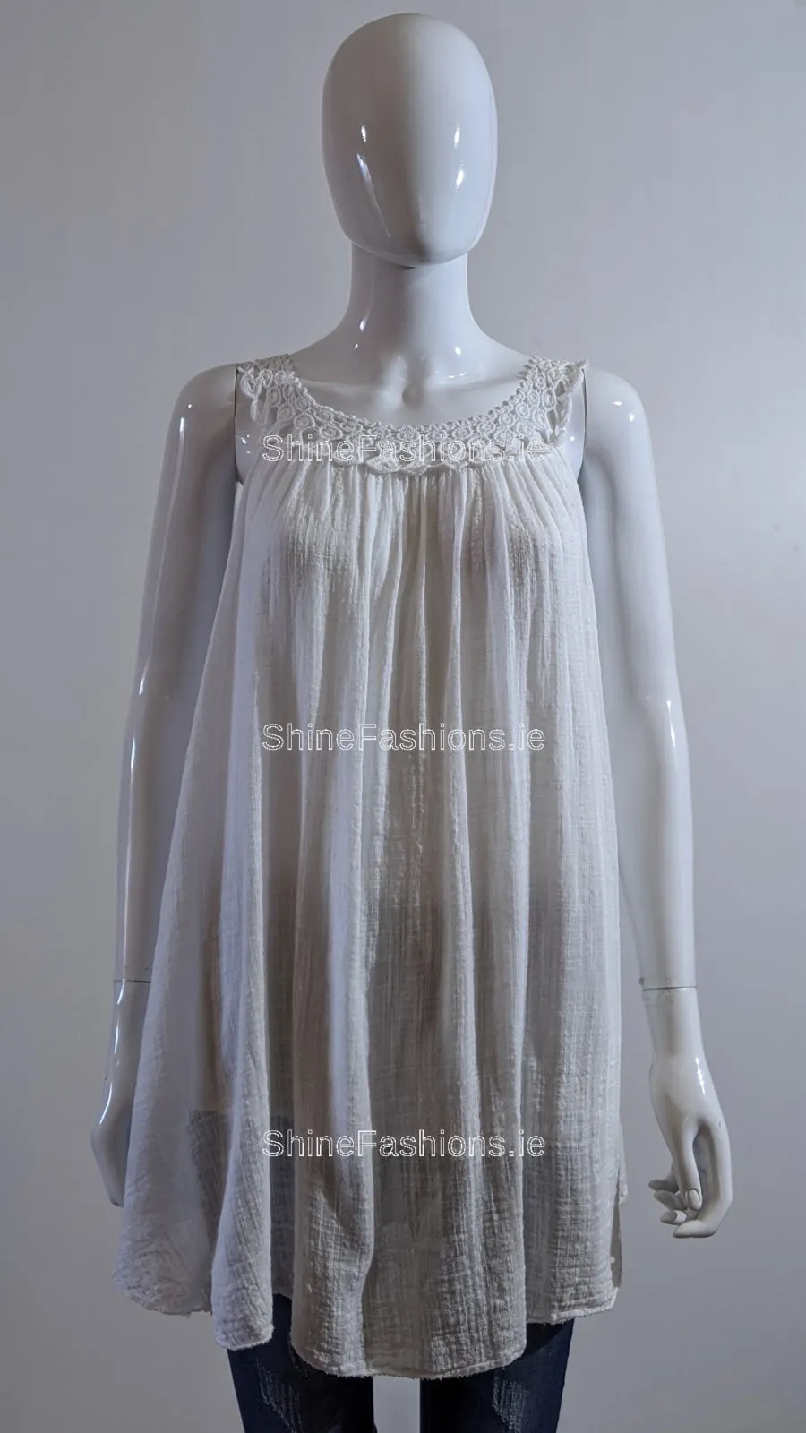 White Cotton Vest Top