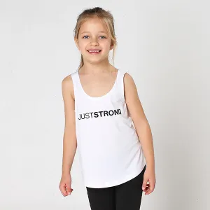 White Just Strong Kids Racerback Tank