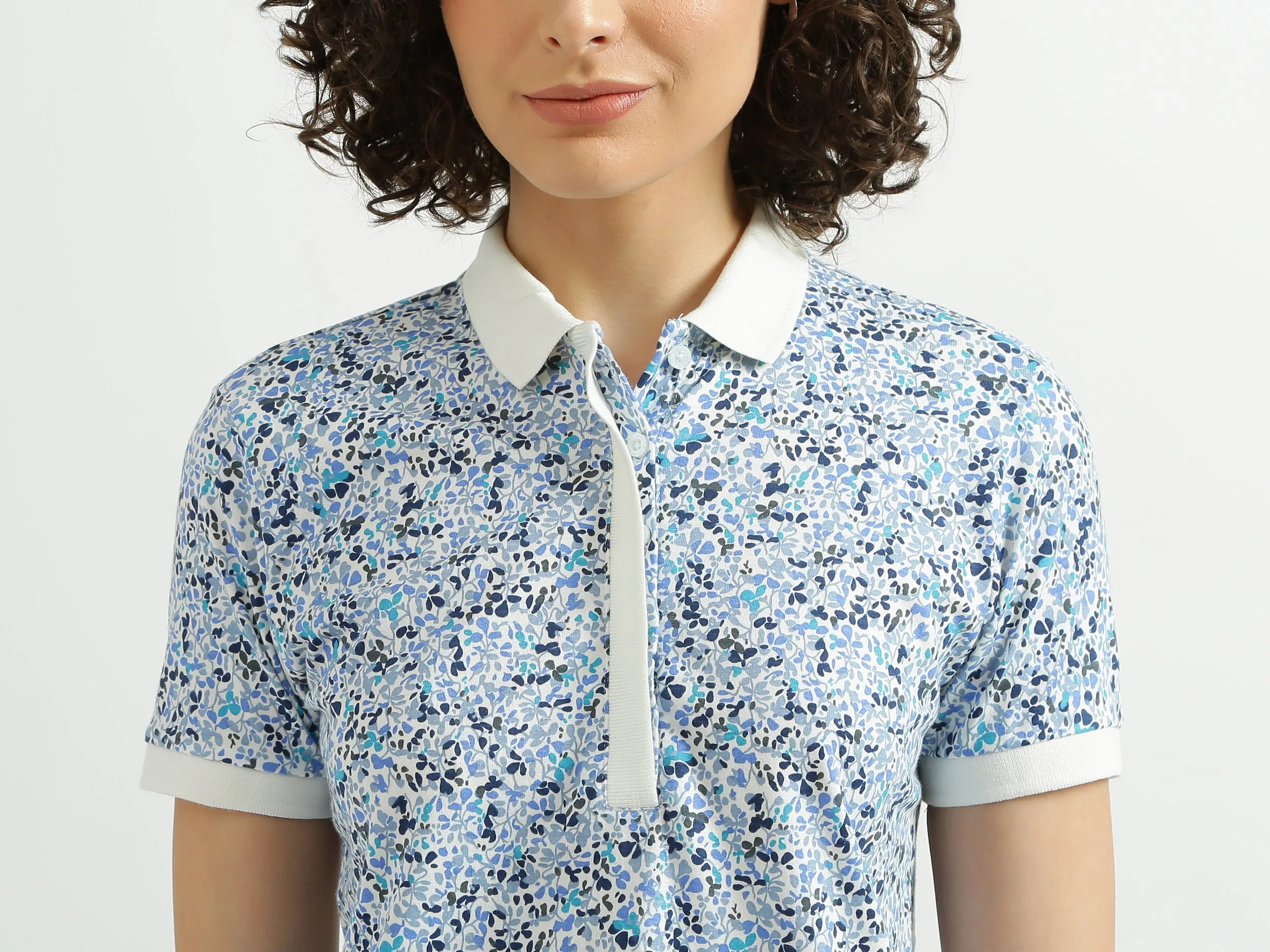 White Printed Polo T-Shirt