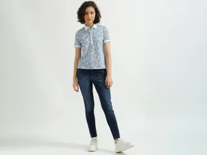 White Printed Polo T-Shirt