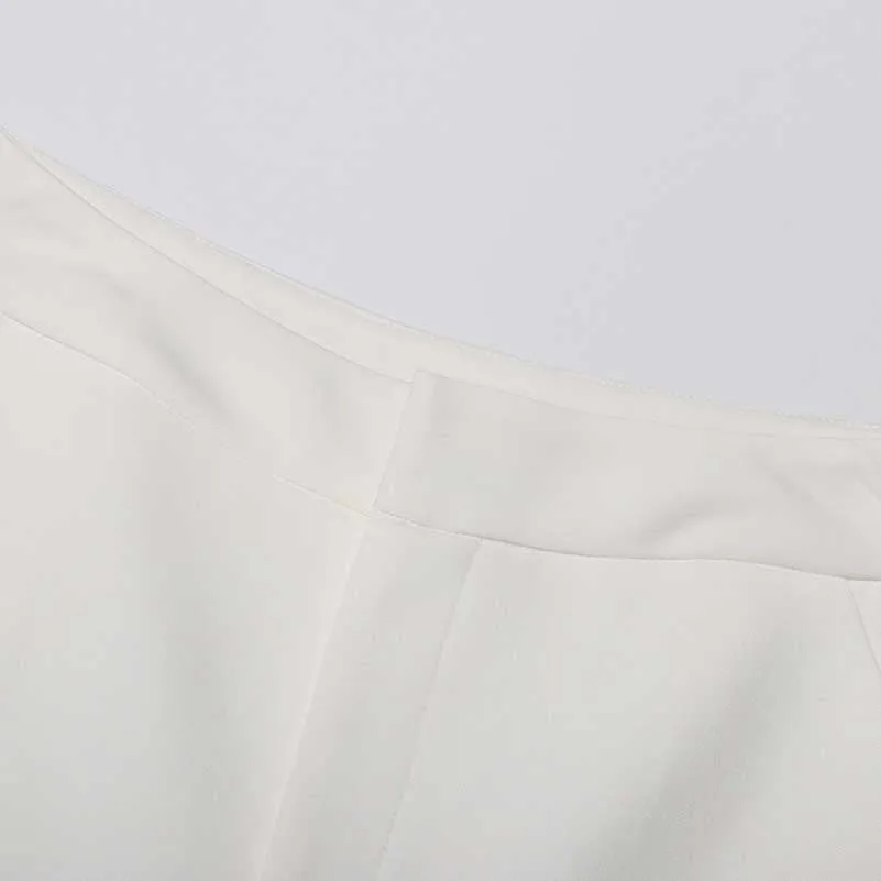 White Rose-applique Blazer Pants Suit Wedding Suit