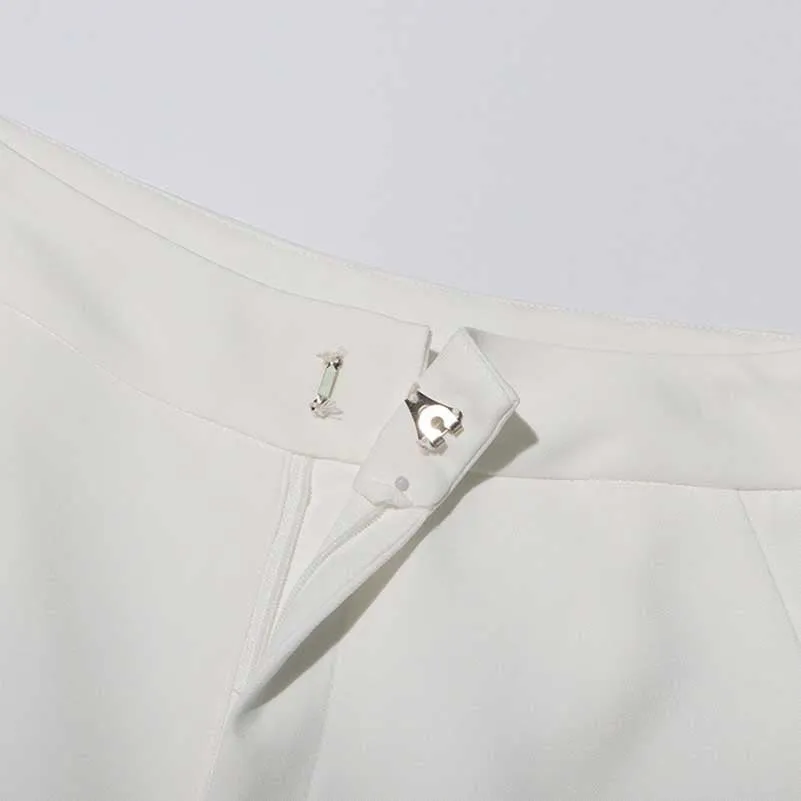 White Rose-applique Blazer Pants Suit Wedding Suit