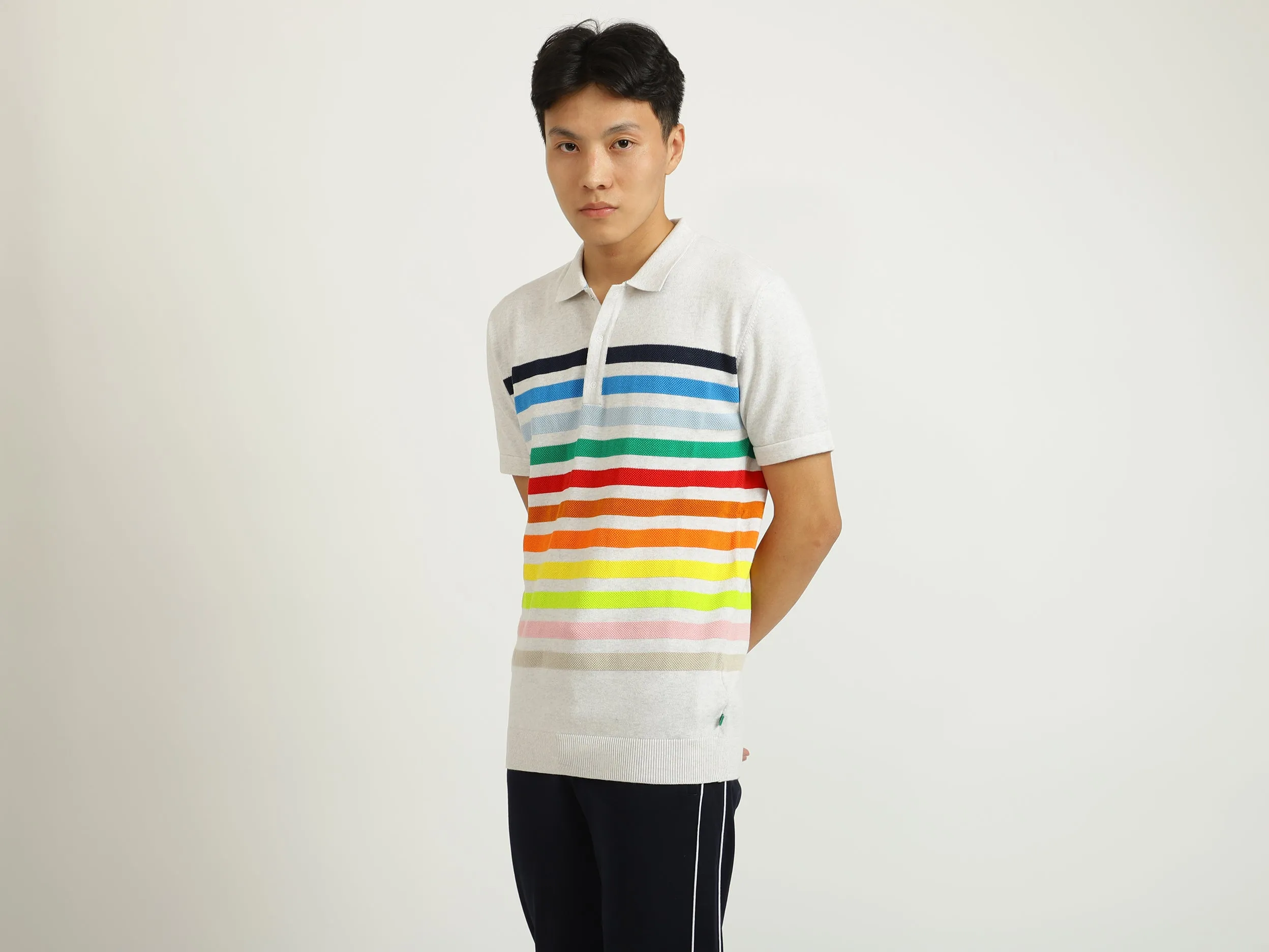 White Striped Polo T-Shirt