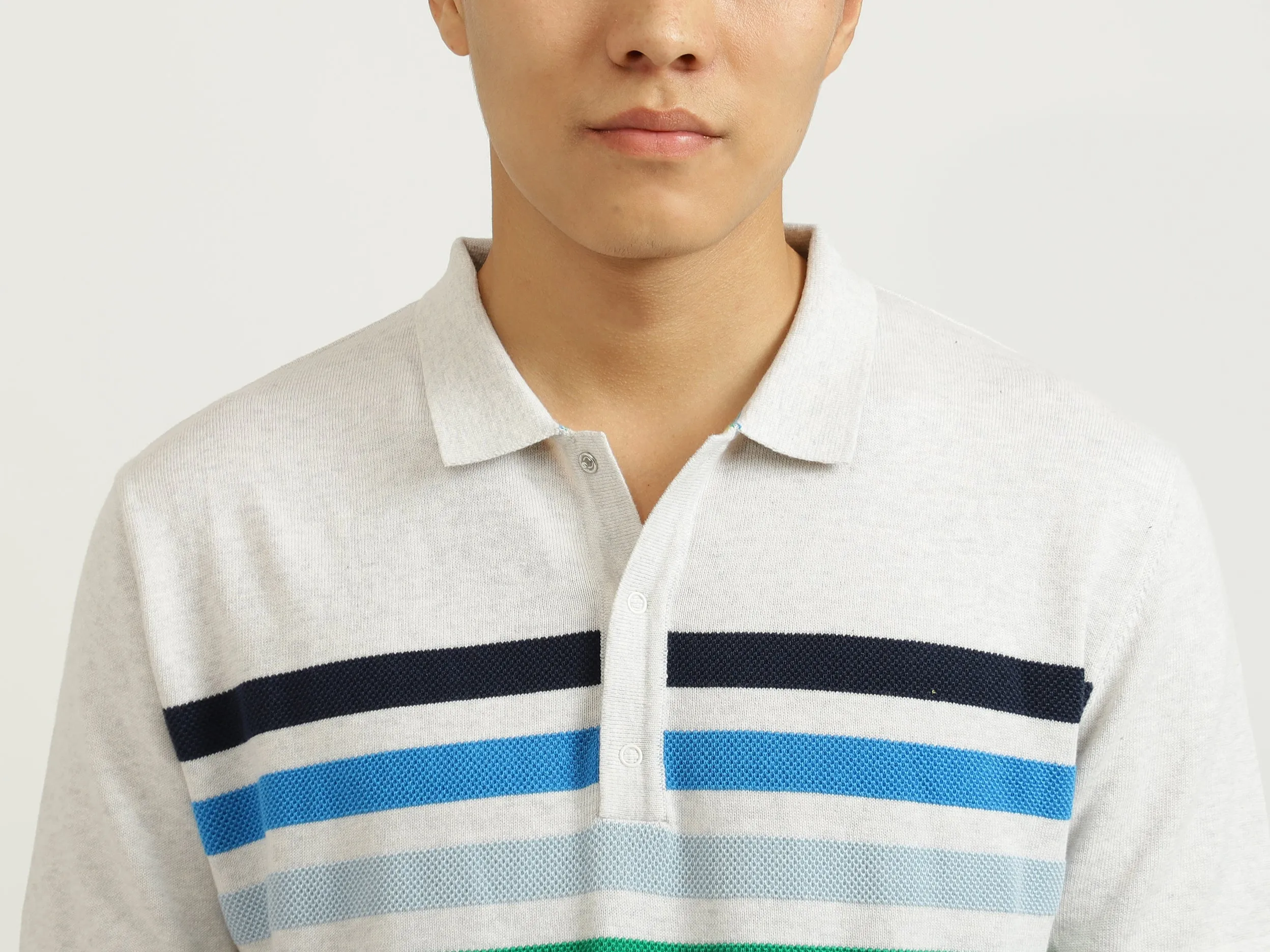 White Striped Polo T-Shirt