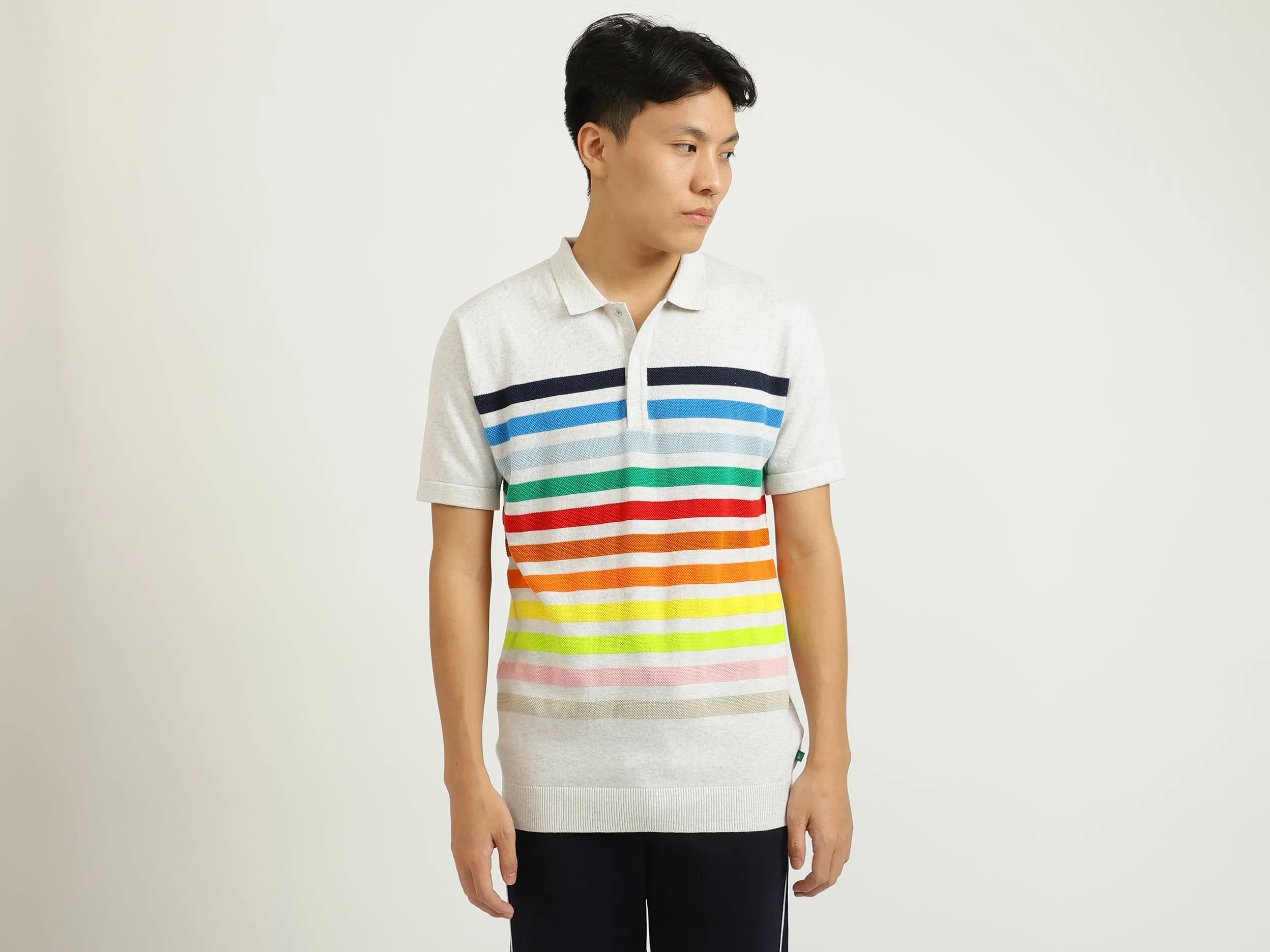 White Striped Polo T-Shirt