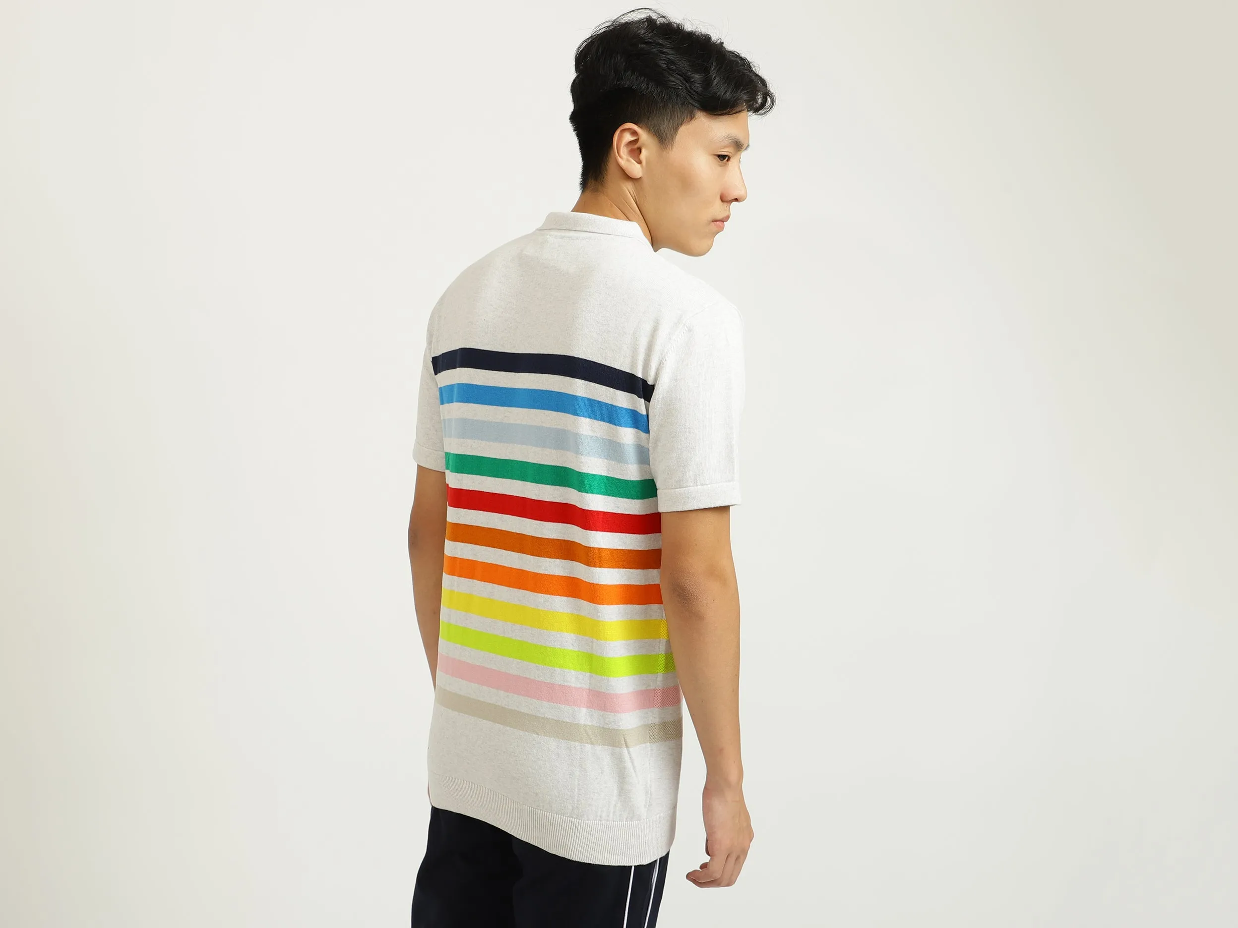 White Striped Polo T-Shirt