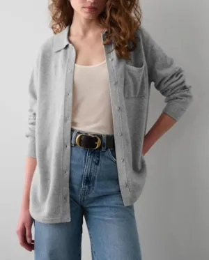 WHITE   WARREN CASHMERE BUTTON DOWN SHIRT