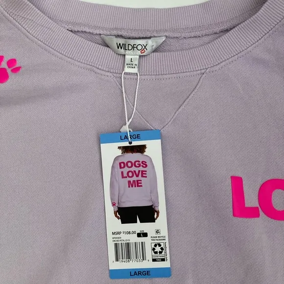 WILDFOX | NWT Women’s Graphic Crewneck Sweater Dogs Love Me