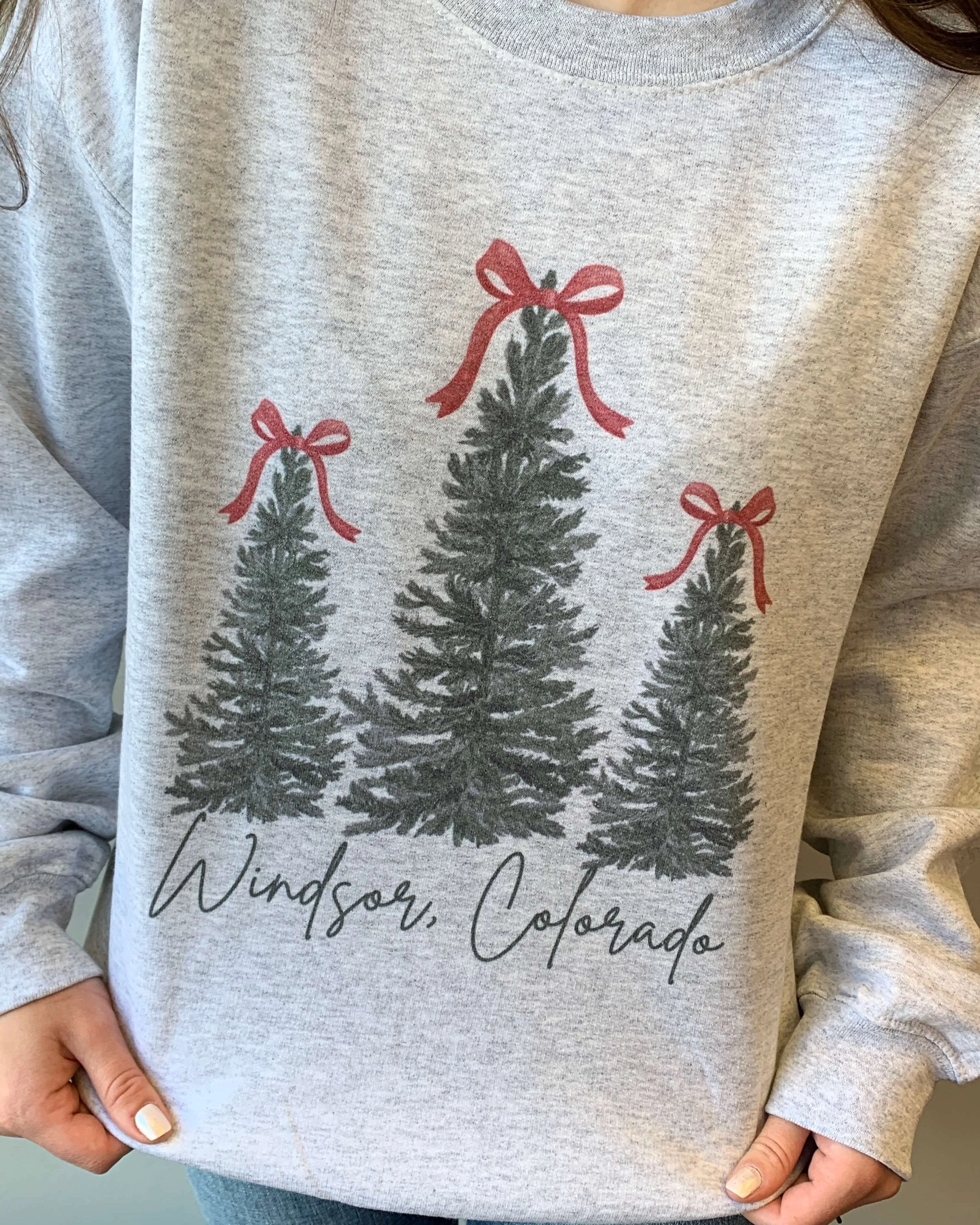 Windsor Christmas Graphic Sweatshirt- Heather Grey