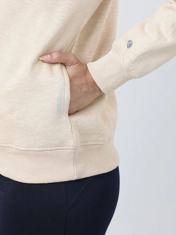 Women Beige Solid Sweatshirts-CROSS CHILL SWEAT SHIRT_Beige