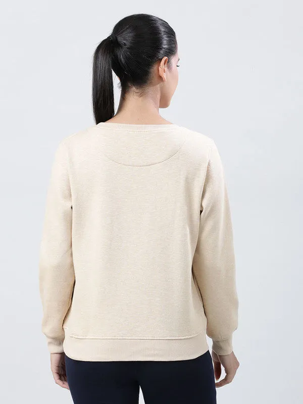Women Beige Solid Sweatshirts-CROSS CHILL SWEAT SHIRT_Beige