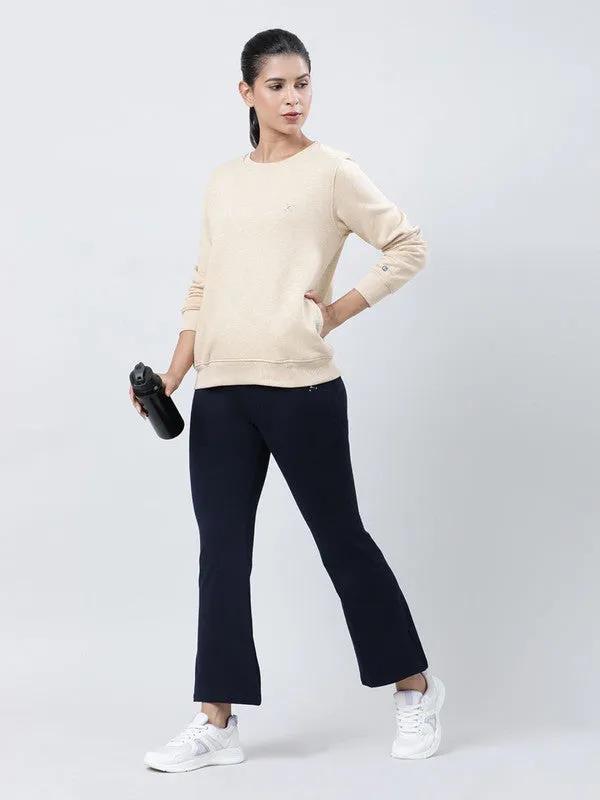 Women Beige Solid Sweatshirts-CROSS CHILL SWEAT SHIRT_Beige