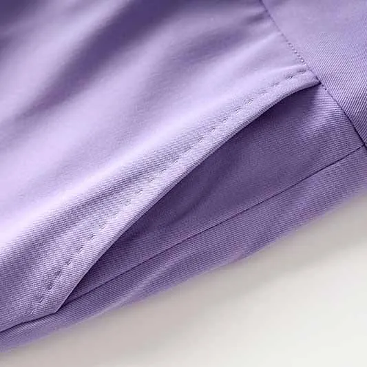 Women Lavender Pantsuit Fitted Blazer   Mid-High Rise Trousers Pantsuit Suit Office Wear