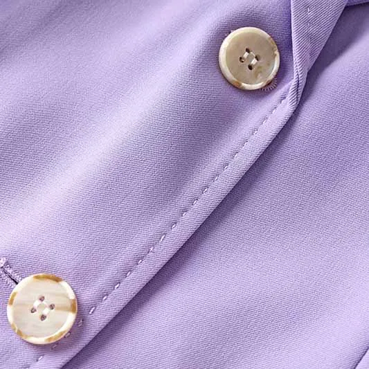 Women Lavender Pantsuit Fitted Blazer   Mid-High Rise Trousers Pantsuit Suit Office Wear