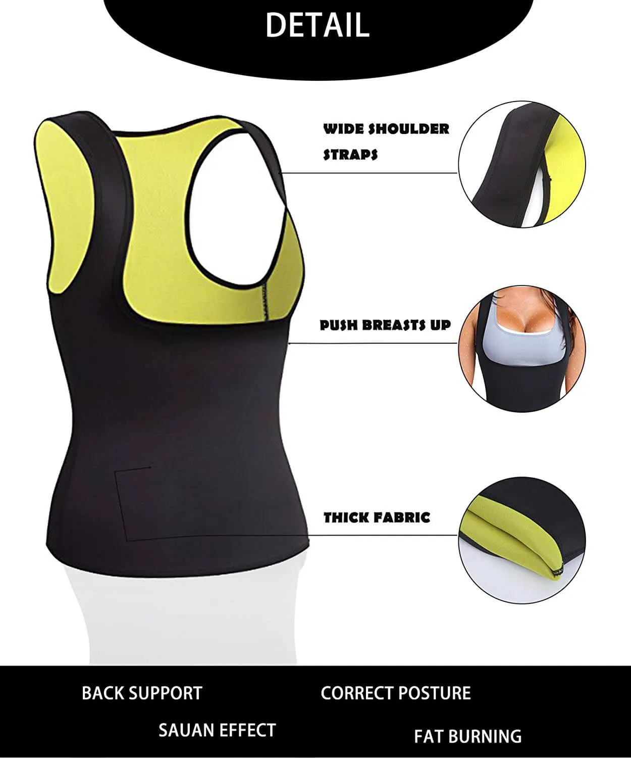 Women Neoprene Sauna Sweat Vest for Weight Loss Gym Workout Body Shaper