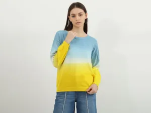 Women Ombre Round Neck Sweatshirt