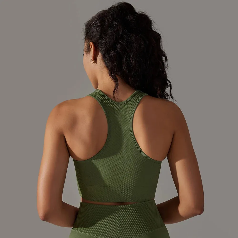 Women Seamless Sport Bra with Chest Pads - Push-up Workout Yoga Bra, Female Training Workout Vest, Yoga Running Fitness Tank Top