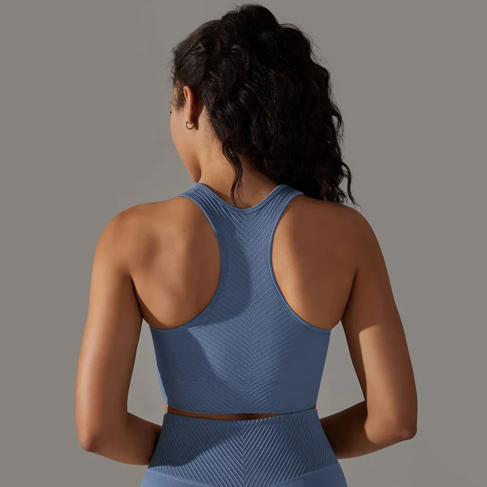 Women Seamless Sport Bra with Chest Pads - Push-up Workout Yoga Bra, Female Training Workout Vest, Yoga Running Fitness Tank Top