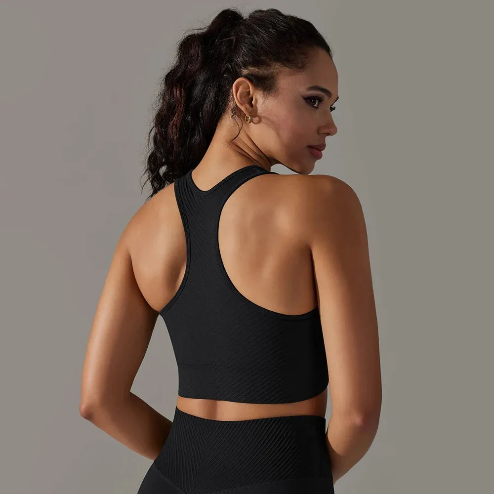 Women Seamless Sport Bra with Chest Pads - Push-up Workout Yoga Bra, Female Training Workout Vest, Yoga Running Fitness Tank Top