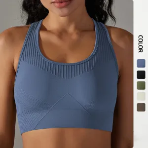 Women Seamless Sport Bra with Chest Pads - Push-up Workout Yoga Bra, Female Training Workout Vest, Yoga Running Fitness Tank Top