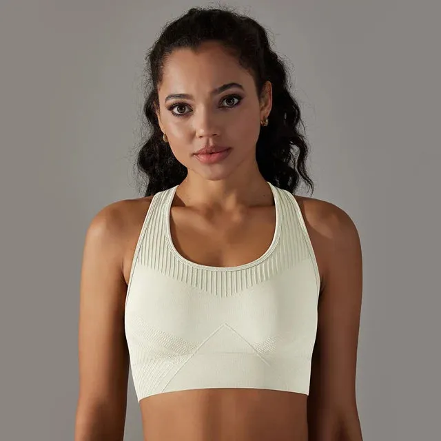 Women Seamless Sport Bra with Chest Pads - Push-up Workout Yoga Bra, Female Training Workout Vest, Yoga Running Fitness Tank Top