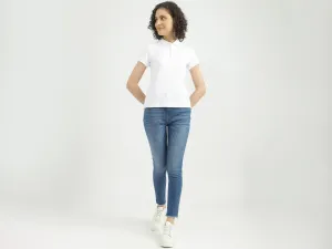 Women Solid Polo Collar T-shirt