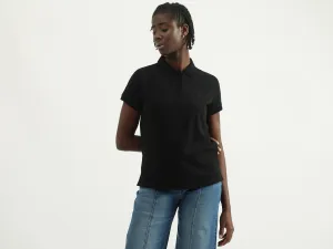 Women Solid Polo Collar T-shirt