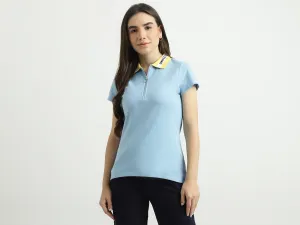 Women Solid Polo Collar T-shirt
