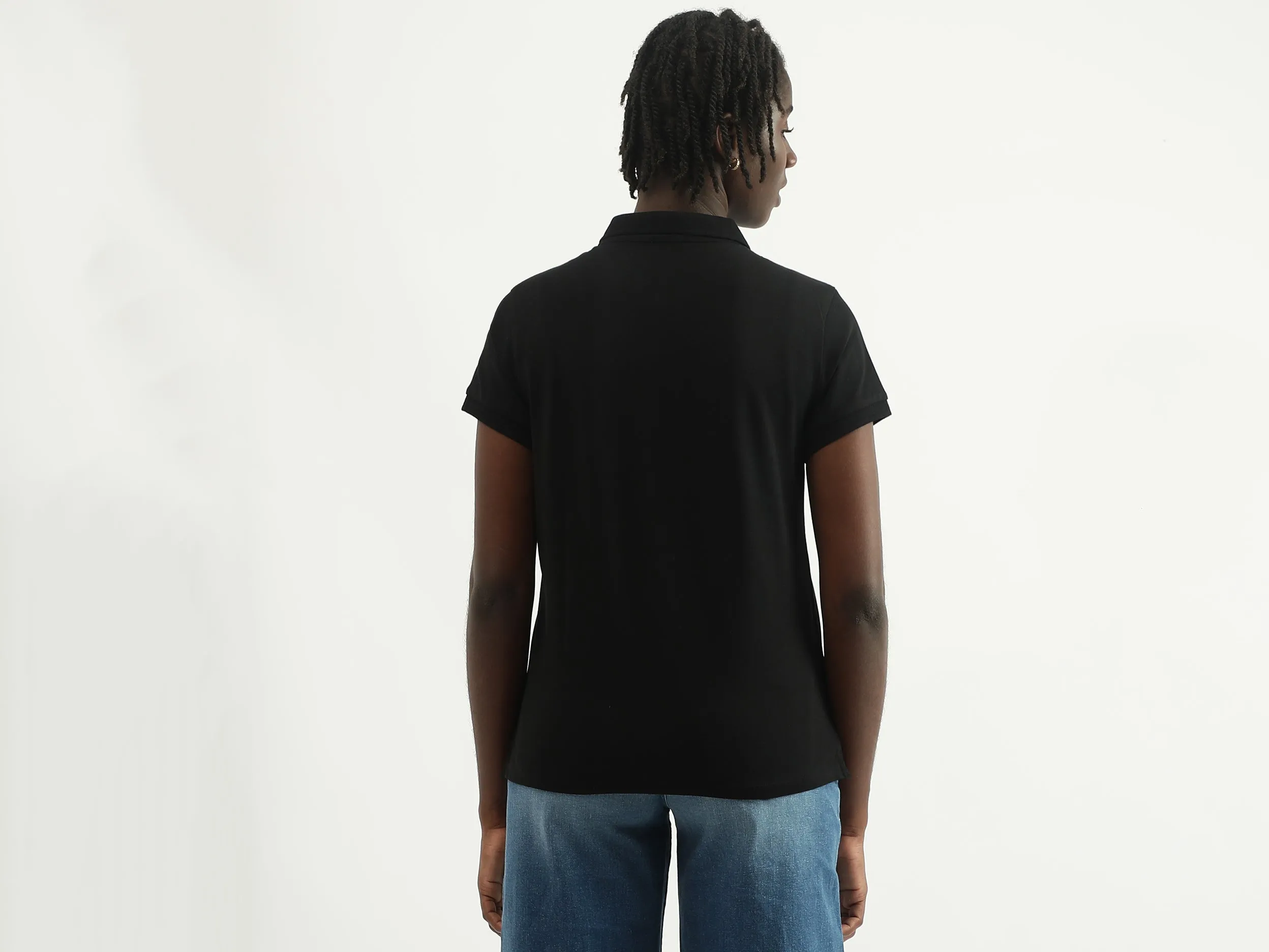 Women Solid Polo Collar T-shirt