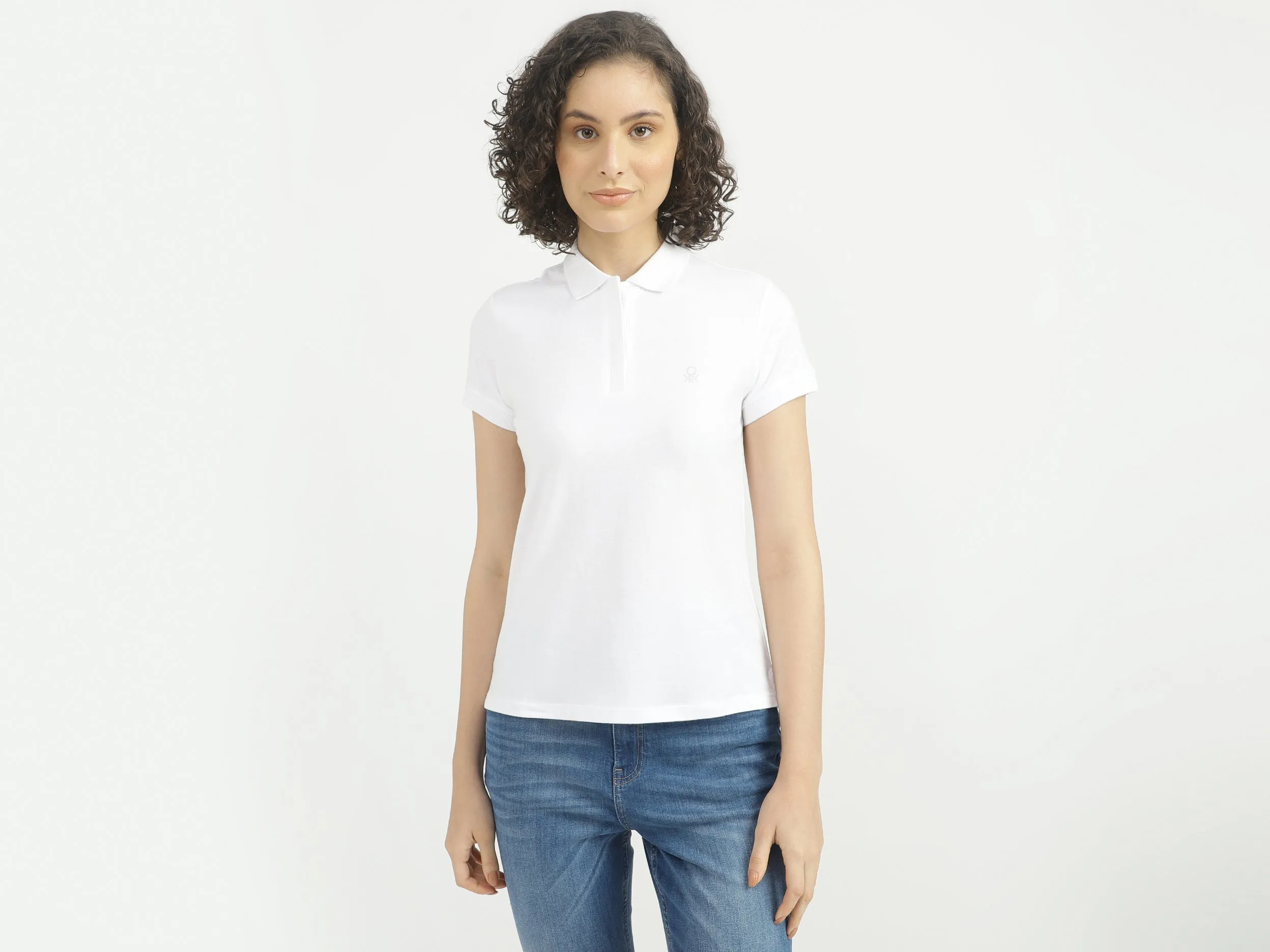 Women Solid Polo Collar T-shirt