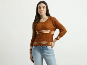 Women Striped Round Neck Sweater