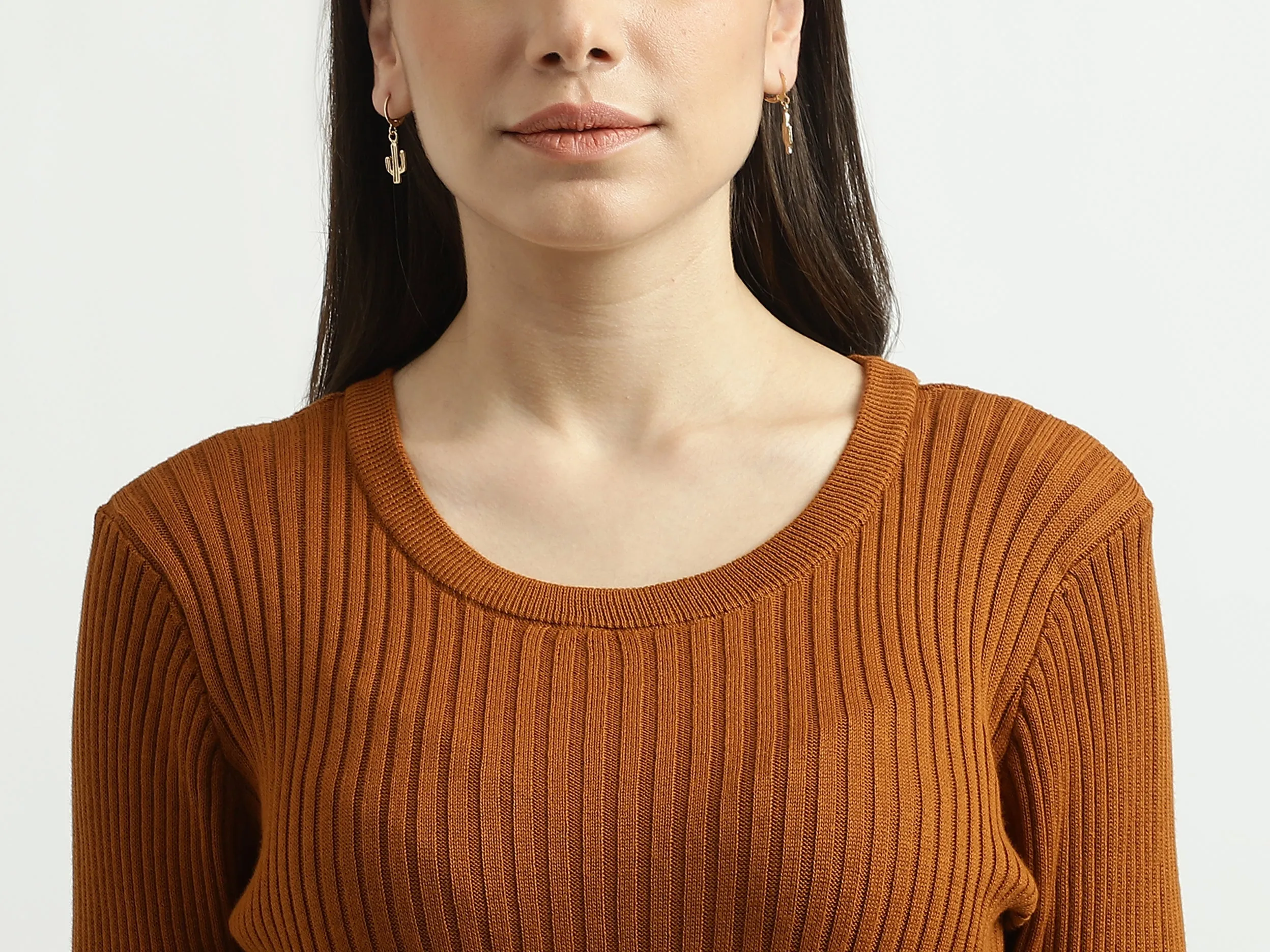 Women Striped Round Neck Sweater