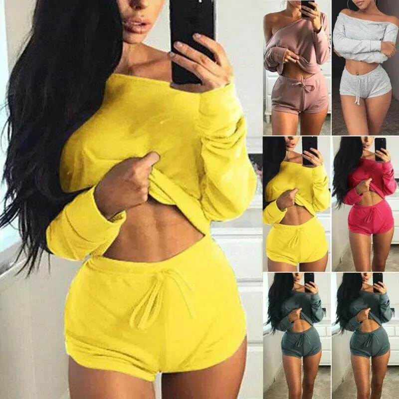 Women's 2Pcs Sport Gym Vest Tops Sports short Outfit