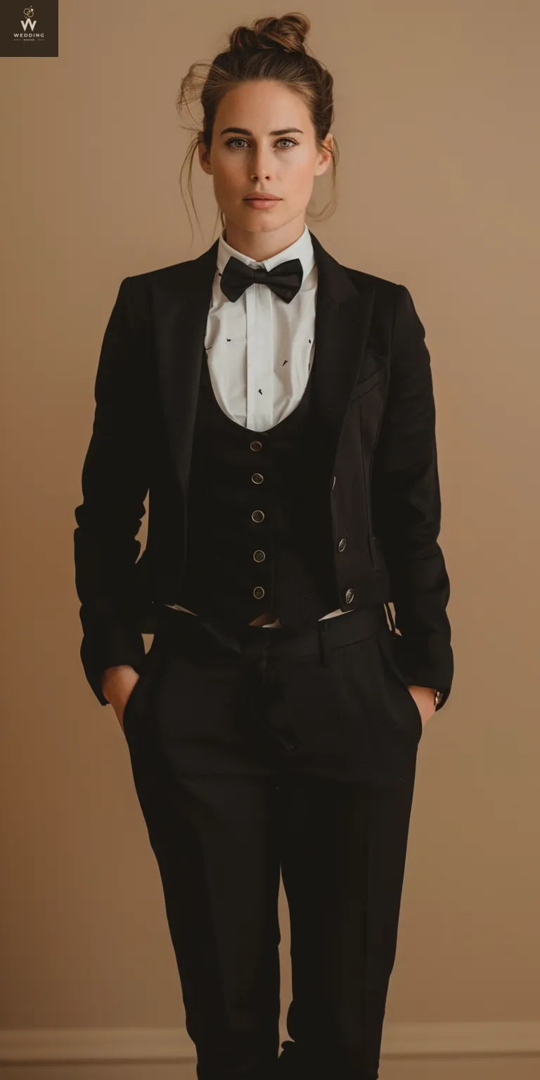 Women's Black 3-Piece Wedding Suit Set - Elegant Dressy Formal Wear