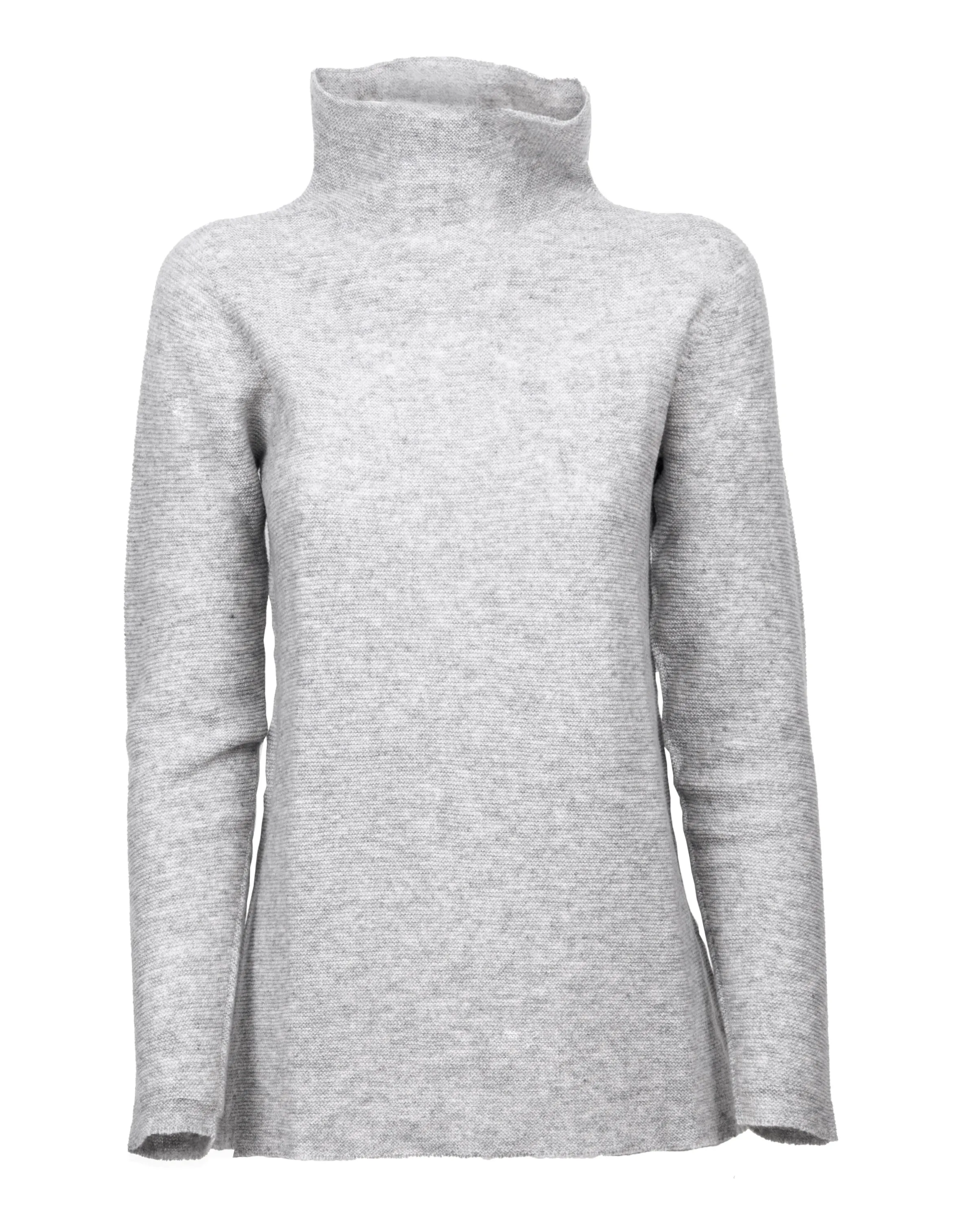 Women's Cashmere Links Stitch Funnel Neck Light Gray