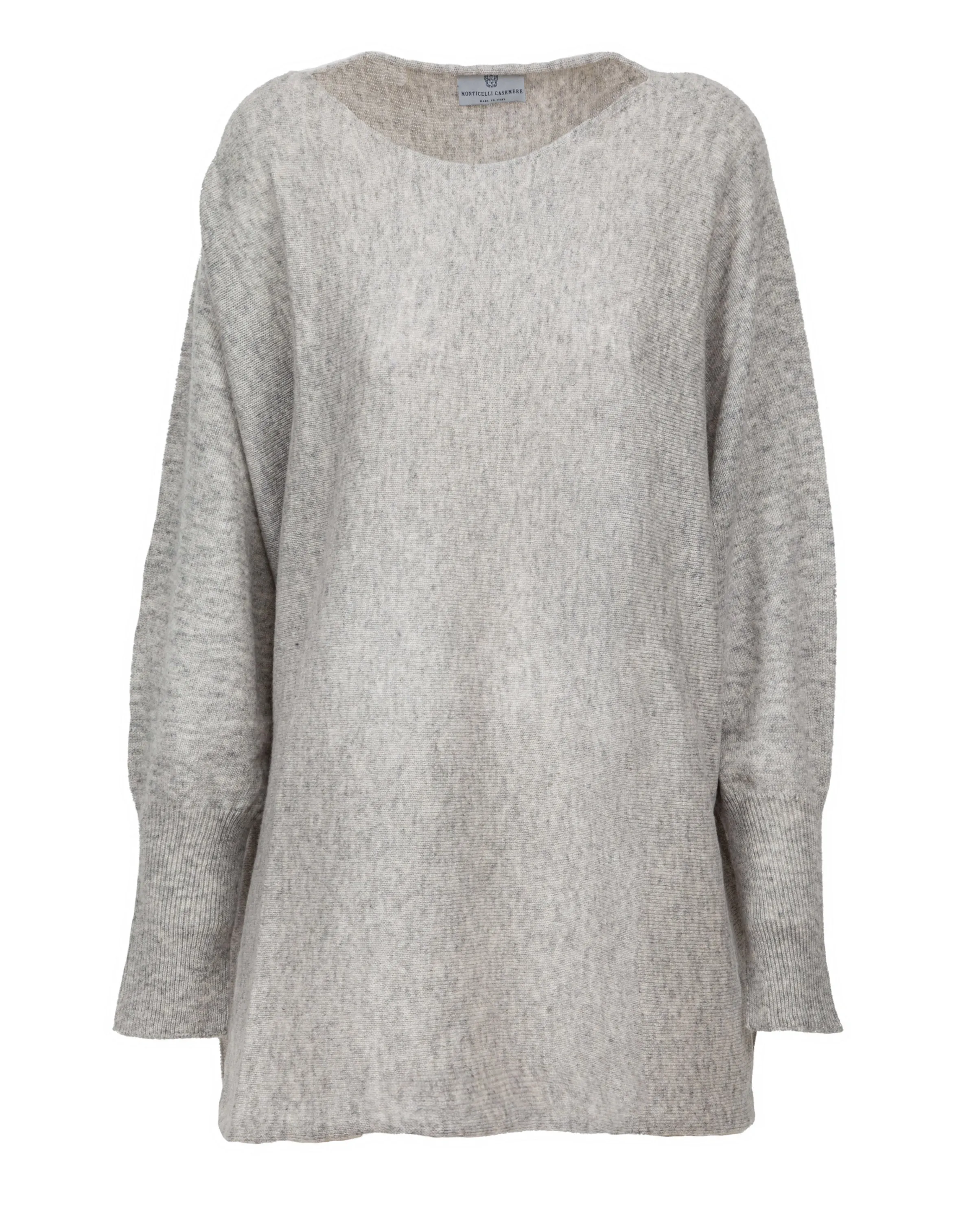 Women's Cashmere Maxi Horizontal Stitch Boatneck Light Gray
