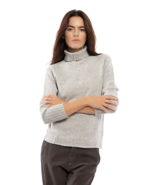 Women's Classic Cashmere Turtleneck Sweater Light Gray