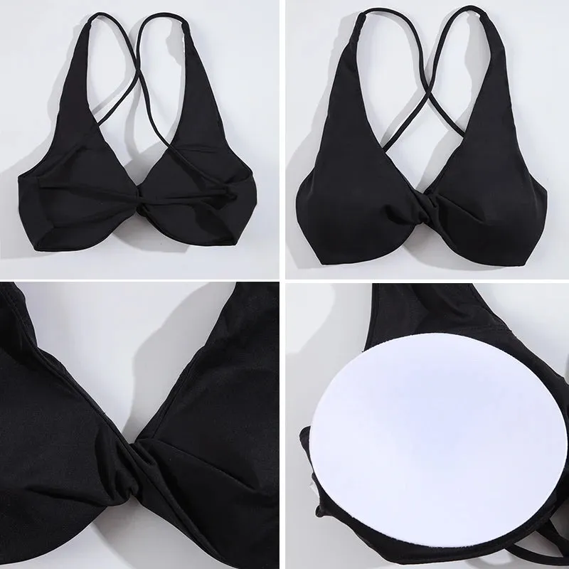 Women's Cross Back Pleated Sport Bra - Athletic Tank Top for Fitness - Sexy Hollow Workout Vest