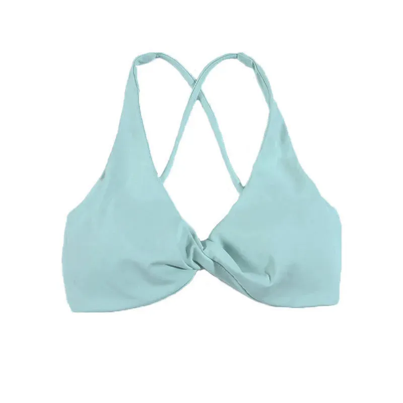 Women's Cross Back Pleated Sport Bra - Athletic Tank Top for Fitness - Sexy Hollow Workout Vest