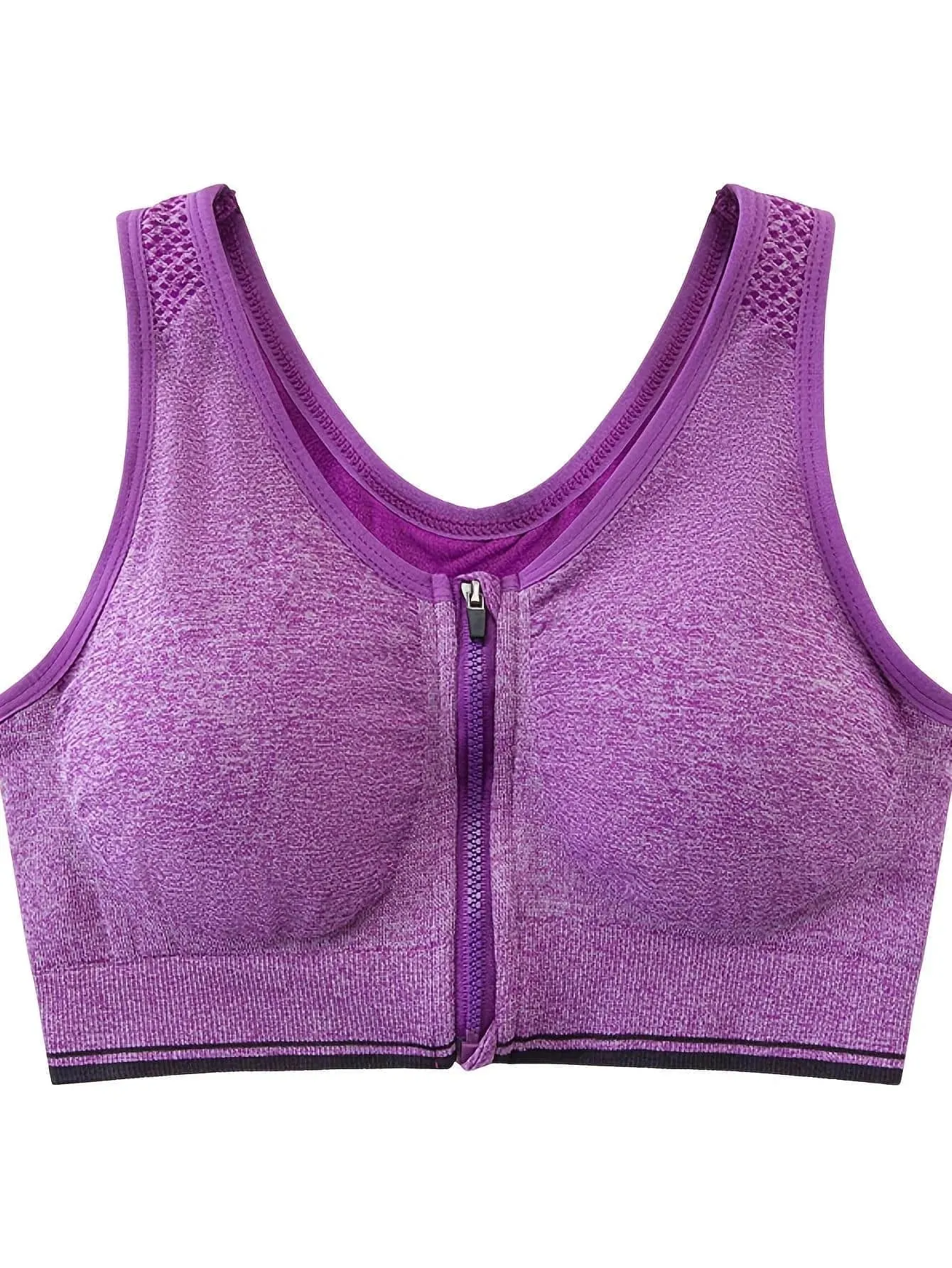 Women's Front Zipper Sports Bra - Plus Size Breathable Running Vest