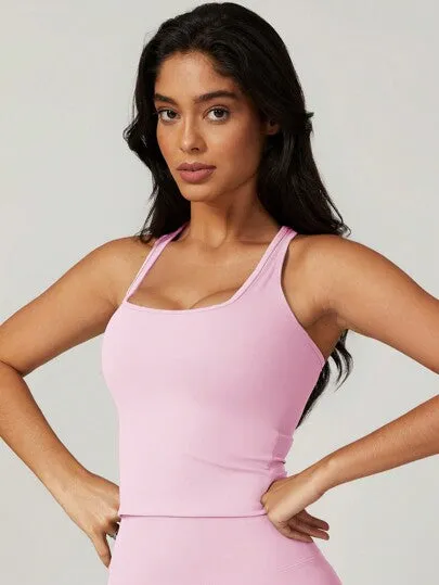 Women's High Elasticity Cup Top Yoga Suit – Sports Vest for Home & Fitness